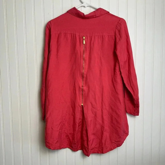 Soft Surroundings Pink Linen Blend Button Front Top Back Zipper small H44 - Picture 6 of 6